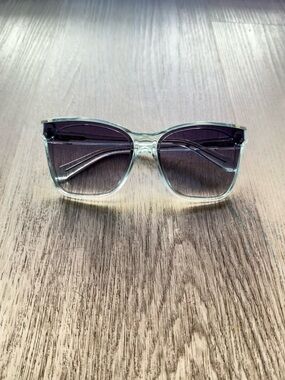 quay australia after party clear blue oversized square sunglasses eyewear NEW